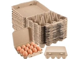 Pacote Com 50 Caixas De Ovos De Polpa De Papel Natural Com 12 Compartimentos, Uma Solução Segura Para Armazenar Ovos.