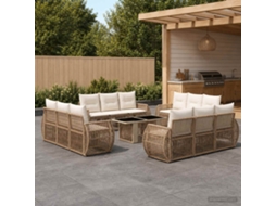 Vidaxl Conjunto De Sofá De Jardim 13 Unid. Bege E Branco Creme Vime Pe
