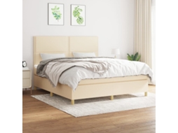 Vidaxl Cama Com Molas/colchão 180x200 Cm Tecido Cor Creme