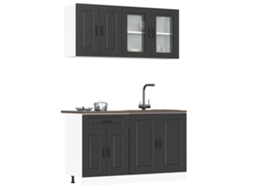 Vidaxl 4 Peças Armário De Cozinha Conjunto Kalmar Preto