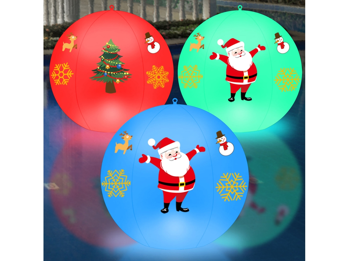 2pcs Luminárias Flutuantes para Piscina Solar Led Rgbw 16 Cores com Adesivos de Papai Noel e Timer 4 Níveis | S/MARCA