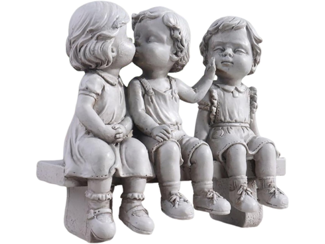 Estátua do Primeiro Beijo para Ambientes Externos, Estátua Decorativa Infantil do Primeiro Beijo, Pequena Estatueta Às CHABERLU