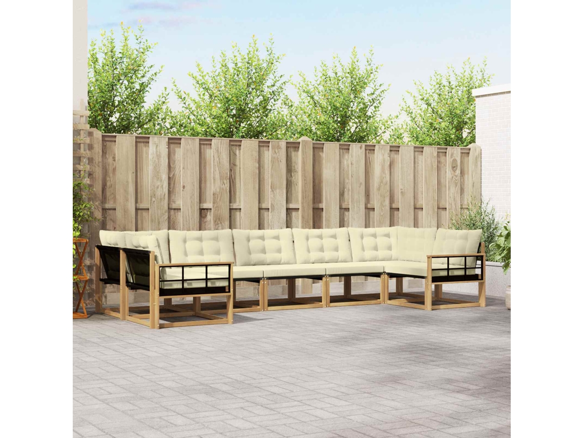 Vidaxl Conjunto De Sofás Para Exterior 7 Unid. Branco E Creme