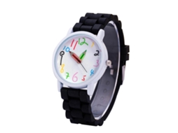 Lindo relógio de pulso simples e elegante em verniz branco (preto)