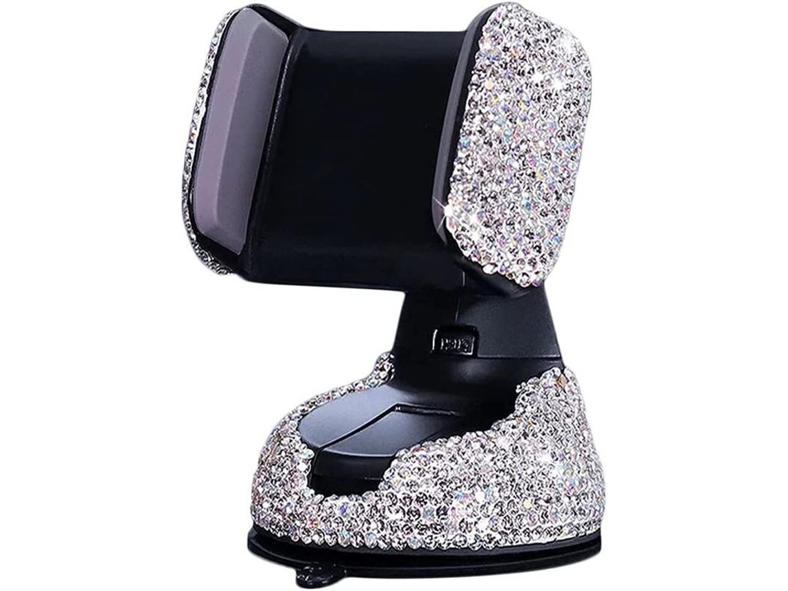 Suporte de Telefone para Carro Bling, Ajustável 360°, Cristal Universal, Suporte para Celular com Strass para Carro