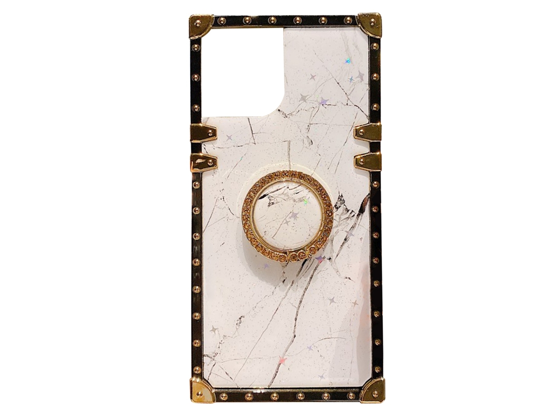 Capa para Iphone 12 Padrão de Mármore Quadrado com Cobertura Total e Antichoque EOOCOO