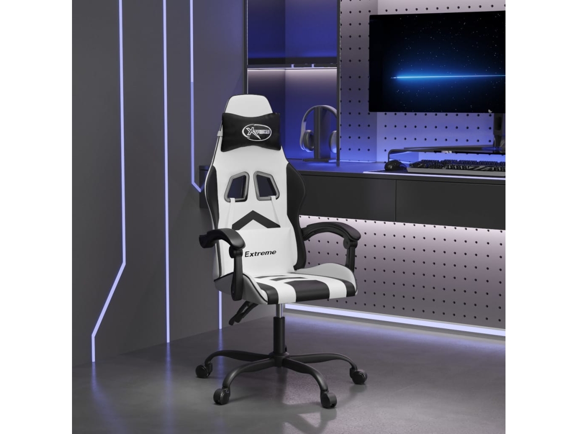 Vidaxl Cadeira Gaming Couro Artificial Branco E Preto