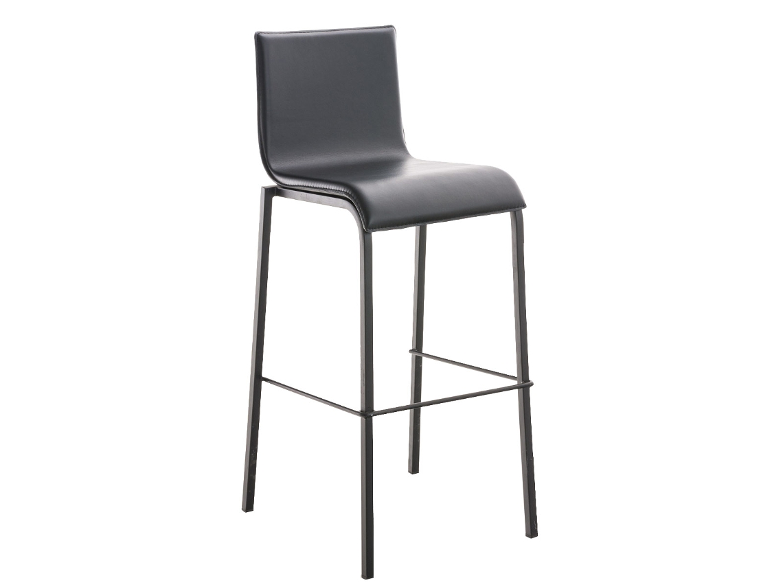 Banco De Bar Avola Em Pele Lisa B78 Preto Clp