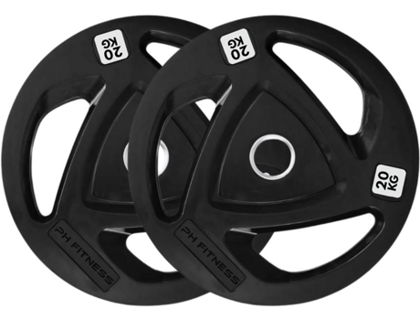 Discos Olimpicos Premium 20kg Conjunto De 2 Tri Grip 50mm Pesos Para Forca Cross Training E Treino Em Casa Ph Fitness
