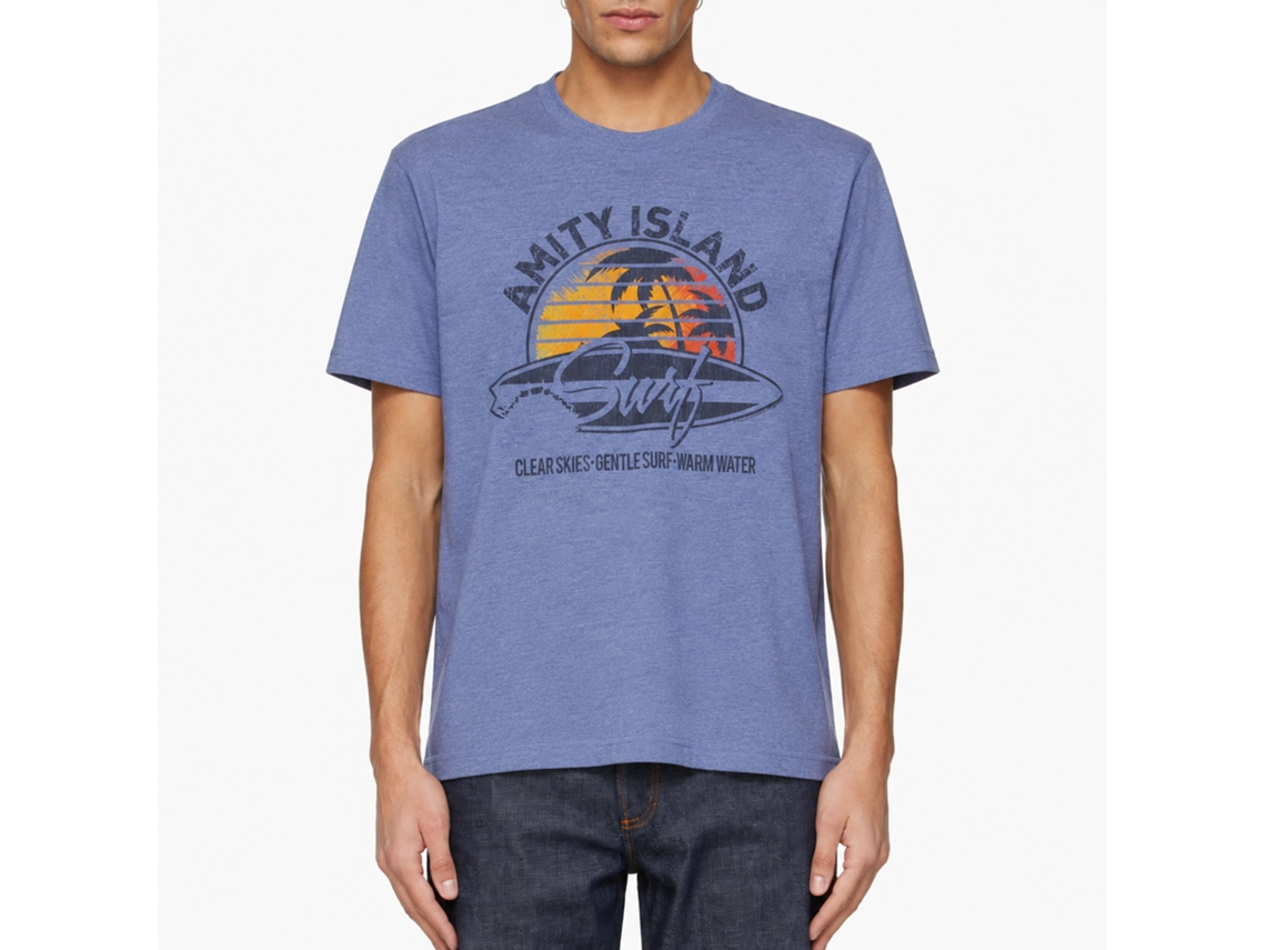Rockinstone Jaws Movie Amity Island Surf Solid Light Blue Adult T-shirt Size:xxxl