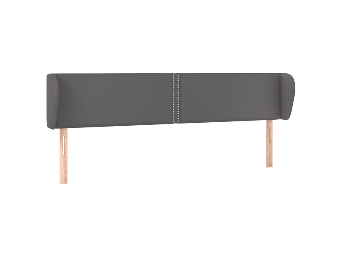 Cabeceira de Cama com Abas Couro Artificial 203x23x78/88cm Cinza MAISON EXCLUSIVE