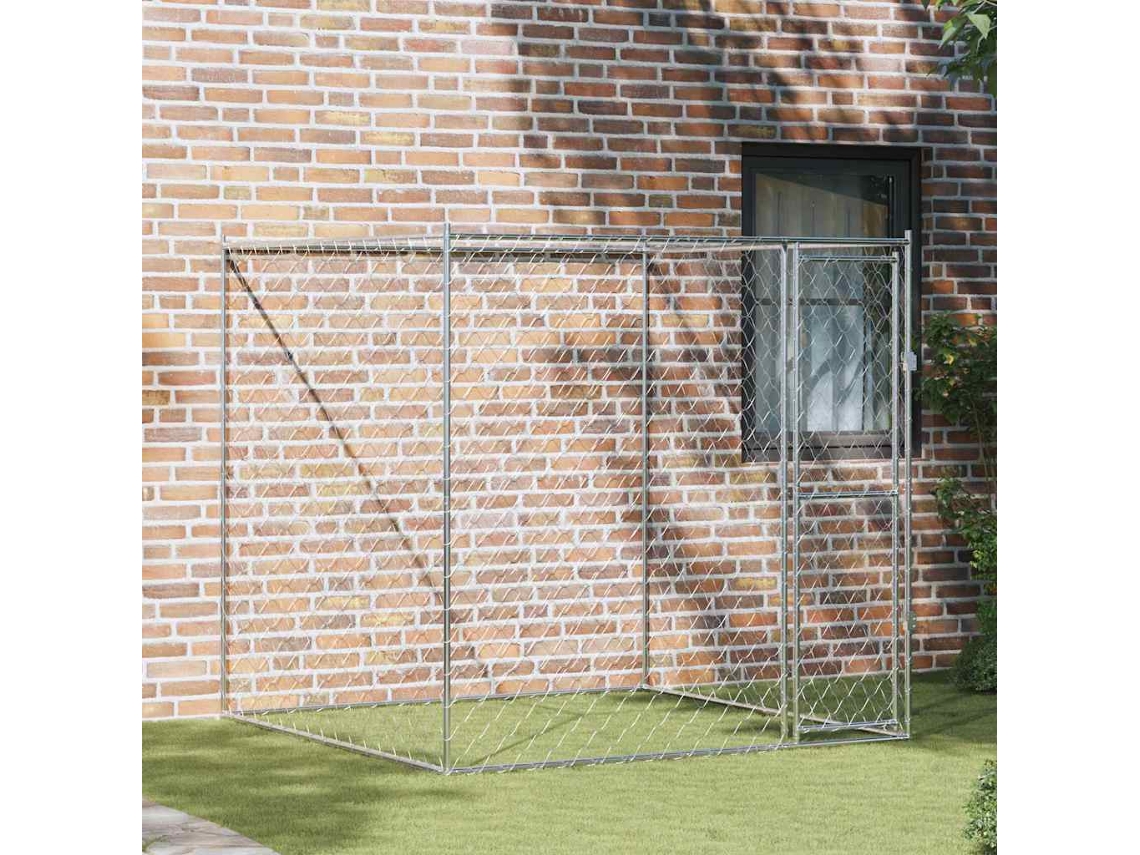 Vidaxl Jaula Para Cão Prateado 200 X 200 X 200 Cm Aço Galvanizado