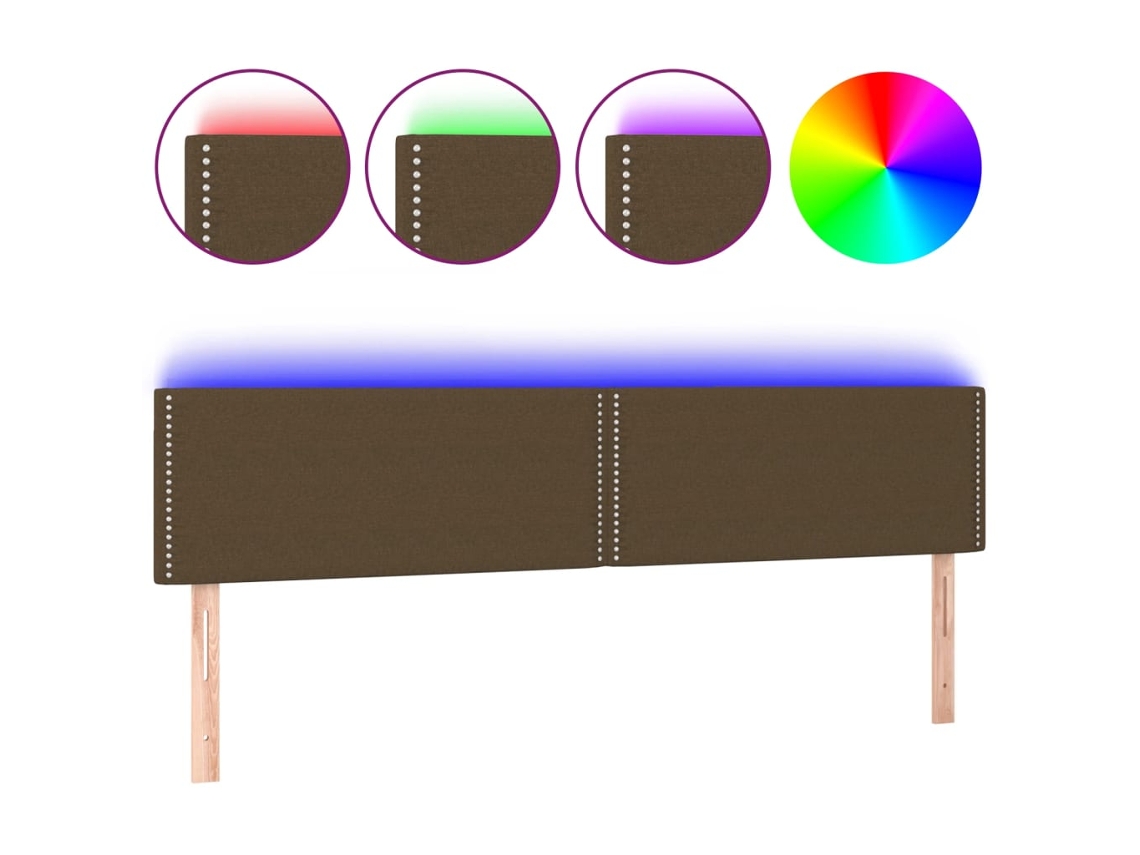Cabeceira de Cama com Luzes Led Tecido Castanho MAISON EXCLUSIVE (200x5x78 cm)