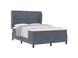 Cama Box com Colchão Cinza Escuro 200 X 160 Cm Veludo MAISON EXCLUSIVE