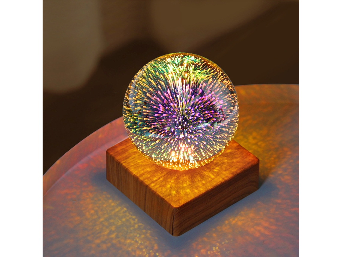 Bola Cristal 3d Usb Projeção Fogos Artifício Led P Decoração Quarto Sala ZYBLSSBB