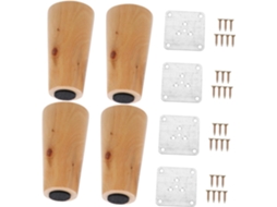 Nuobesty Conjunto De 4 Pés Madeira Maciça Cônicos Para Móveis, Sofá, Cama E Mesa De Centro Fácil Instalação, Duráveis E
