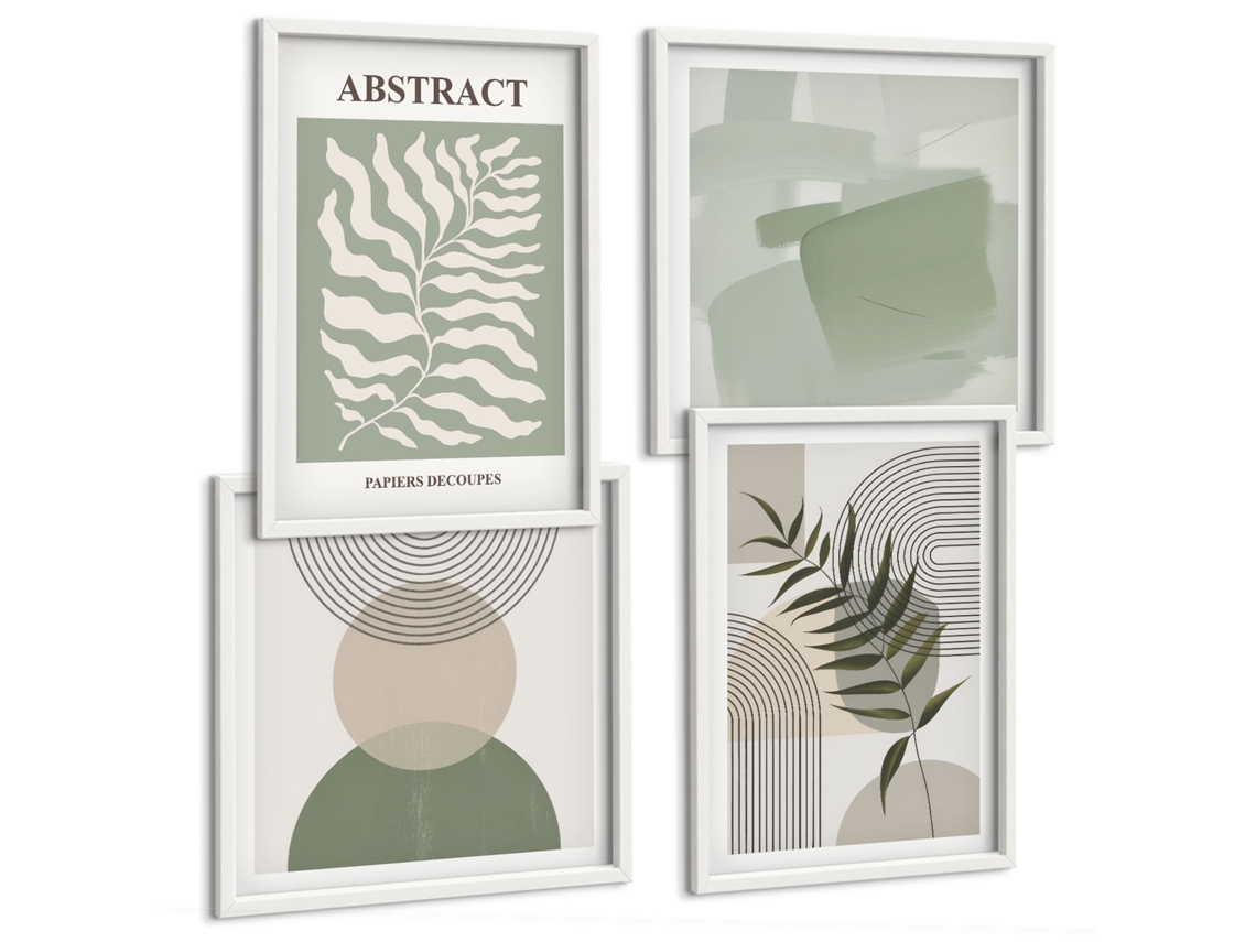 Composição De Quadros Composições Vegetais Estilosas Espelharte (4 Peças)