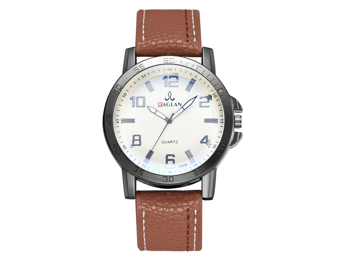 Reloj De Cuarzo Para Hombre Con Correa De Cuero Pu Estilo Casual Y Formal Café