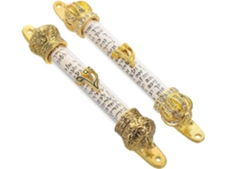 Conjunto 2 Mezuzás Metal Dourado Pergaminho Sagrado Decoração Tradicional Judaica Porta Bênção Mezuzá Estojo GOKOCO