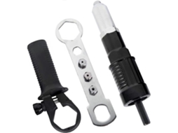 Pistola de Remachar Elétrica com Adaptador de Furadeira, Cabo Preto, Chave de Remaches Diâmetro 2.4/3.2/4.0/4.8mm S/MARCA