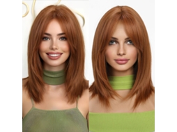 Peruca curta, lisa, natural e volumosa para mulheres, ideal para festas e uso diário.