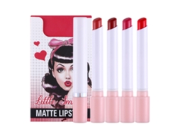 Set De 4 Batons Matte Lindos Gloss Labial Não Adere Vasos Impermeável Glazeado Labial Matte