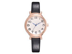 Relógio de Pulso Feminino de Quartzo Casual com Strass e Números Árabes (preto)