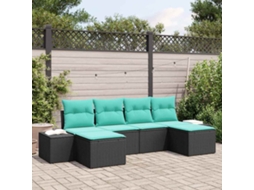 Vidaxl Conjunto De Sofá De Jardim 6 Unid. Preto Vime Pe