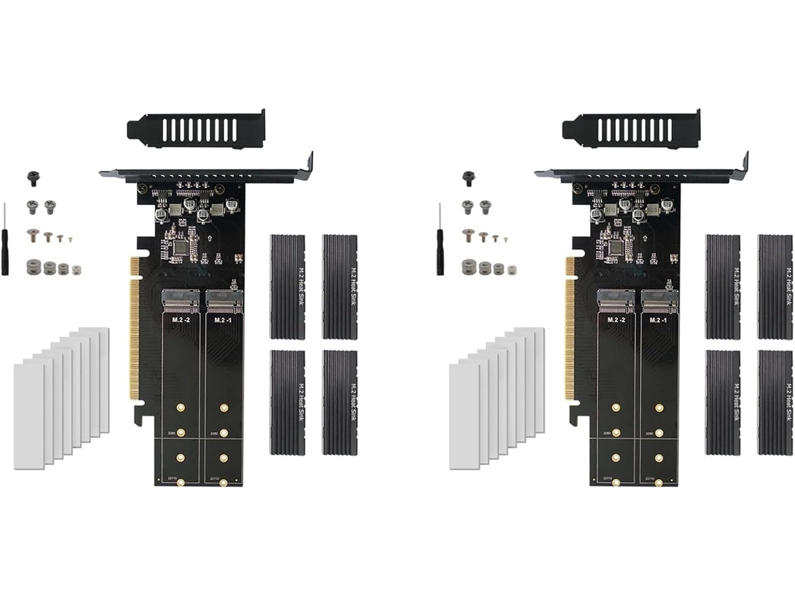2x Nova Placa Adaptadora Pcie para M.2 X16 com 4 Portas Nvme para Ssds com Chave M SFUSHOS
