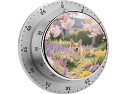 Cronômetro Digital Floral Corgi Em Aço Inoxidável Com Alarme Sonoro