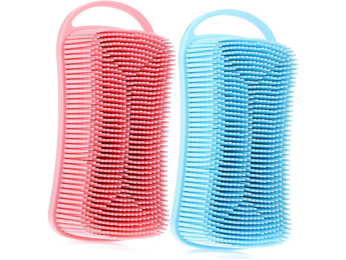 Conjunto De 2 Escovas Silicone Para Banho Beauvorty, Escova Pequena Esfoliante Para Corpo E Shampoo