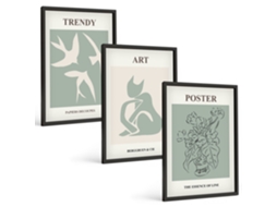 Composição De Quadros Ilustrações Elegantes De Matisse Moldura Preta Imagens Para Um Quarto Infantil Espelharte (3 Piezas De 40x60 Cm)