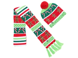 Laxiscreed Conjunto De Gorro E Cachecol De Natal Para Adultos E Crianças Com Detalhes Coloridos