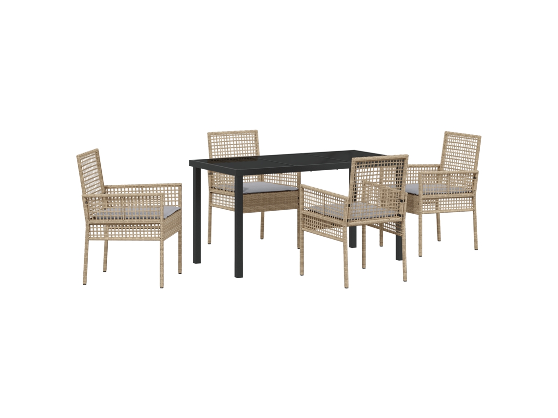 Conjunto 5 Móveis Para Exterior Vidaxl Bege Vime Pe (140 X 70 X 73 Cm)