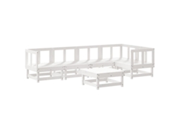 Pcs Conjunto Lounge de Jardim Pinho Maciço Branco MAISON EXCLUSIVE