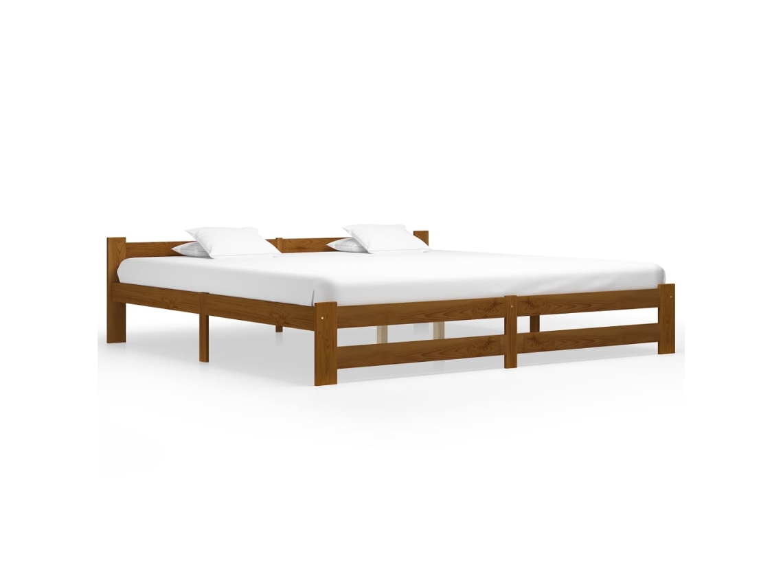 Bed Frame, Bed Frames Vidaxl Marrom Madeira De Pinho (200 X 200 Cm)