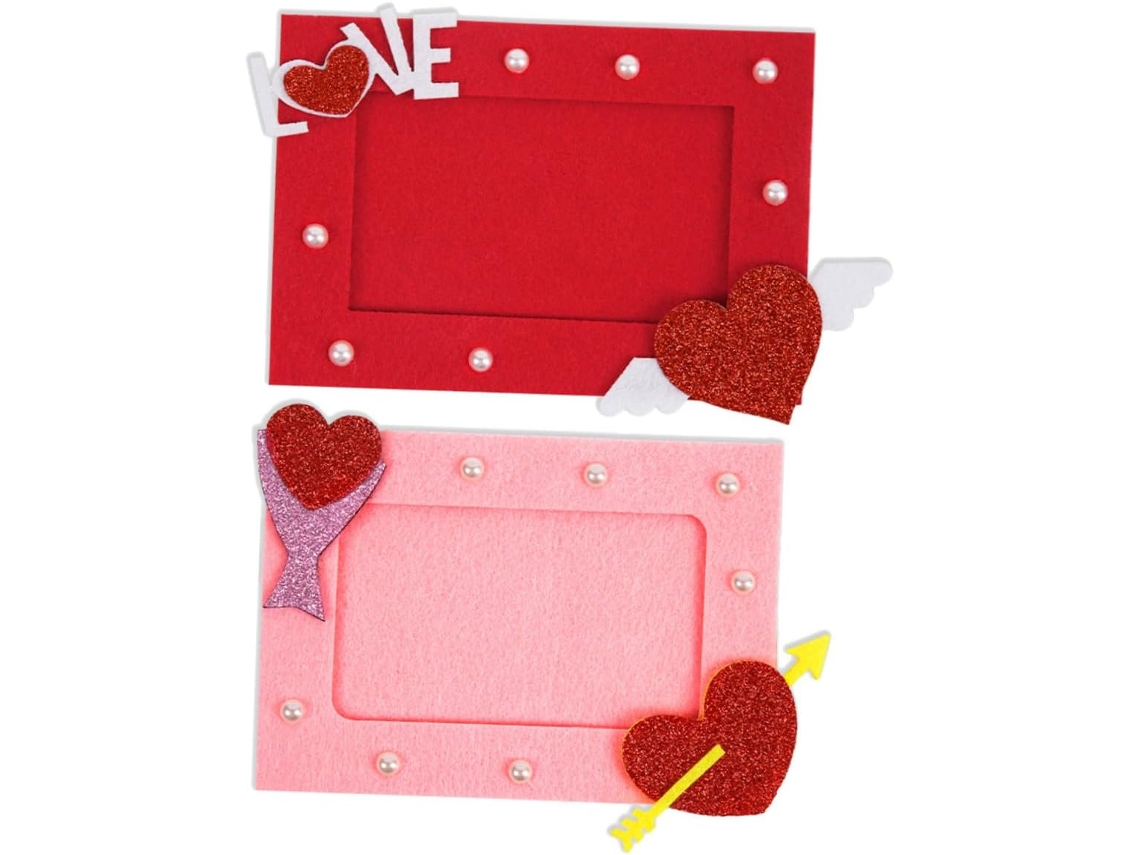 Conjunto 2 Porta Retratos Decorativos Formato Coração Feitos Tecido Ideais Decoração Casamentos Festas GOKOCO