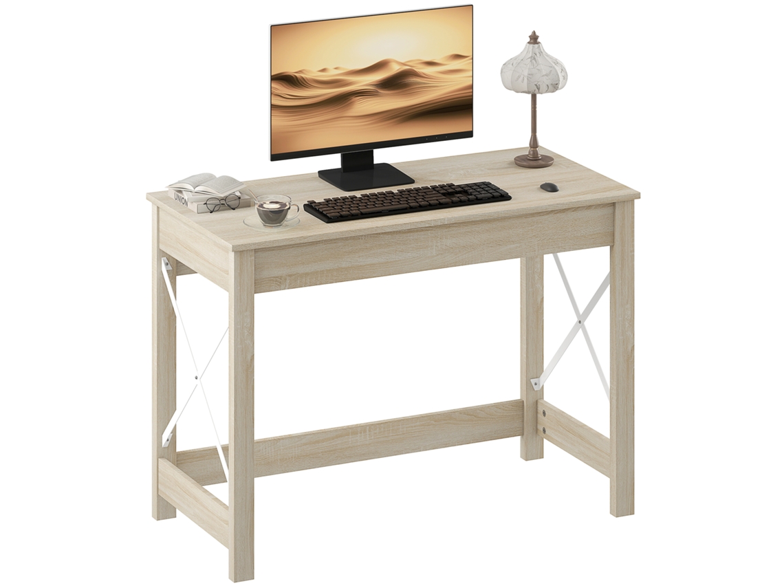Mesa Moderna Para Computador, Fácil De Montar, Ideal Para Escritório/estudo, 105x50x76 Cm, Cor Natural.