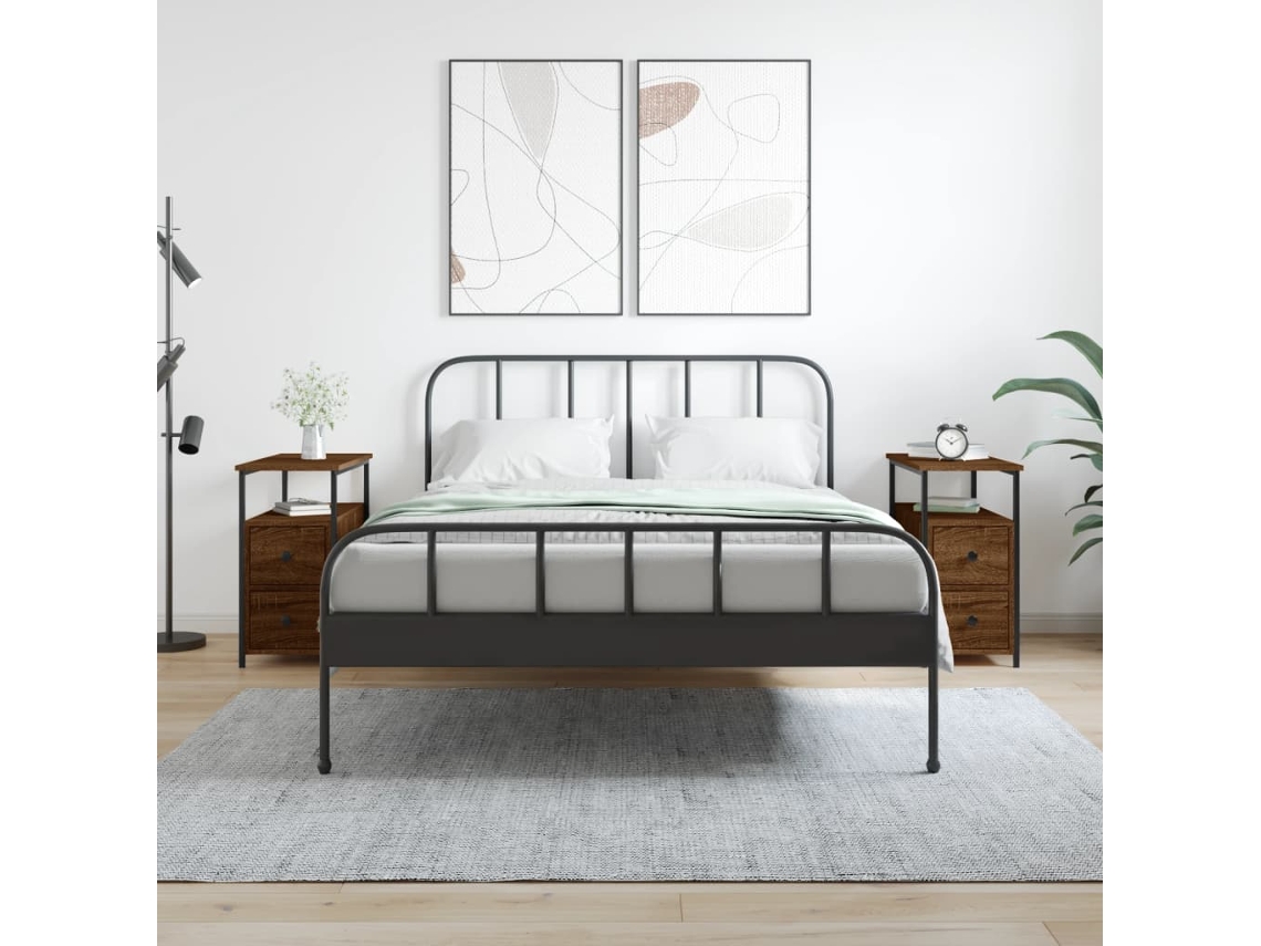 Vidaxl Mesas De Cabeceira 2 Pcs Derivados Madeira Carvalho Castanho