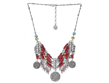 Colar - FRANCK HERVAL - Louve - Keratoïsis coral, osso, howlita, terracota - Vermelho