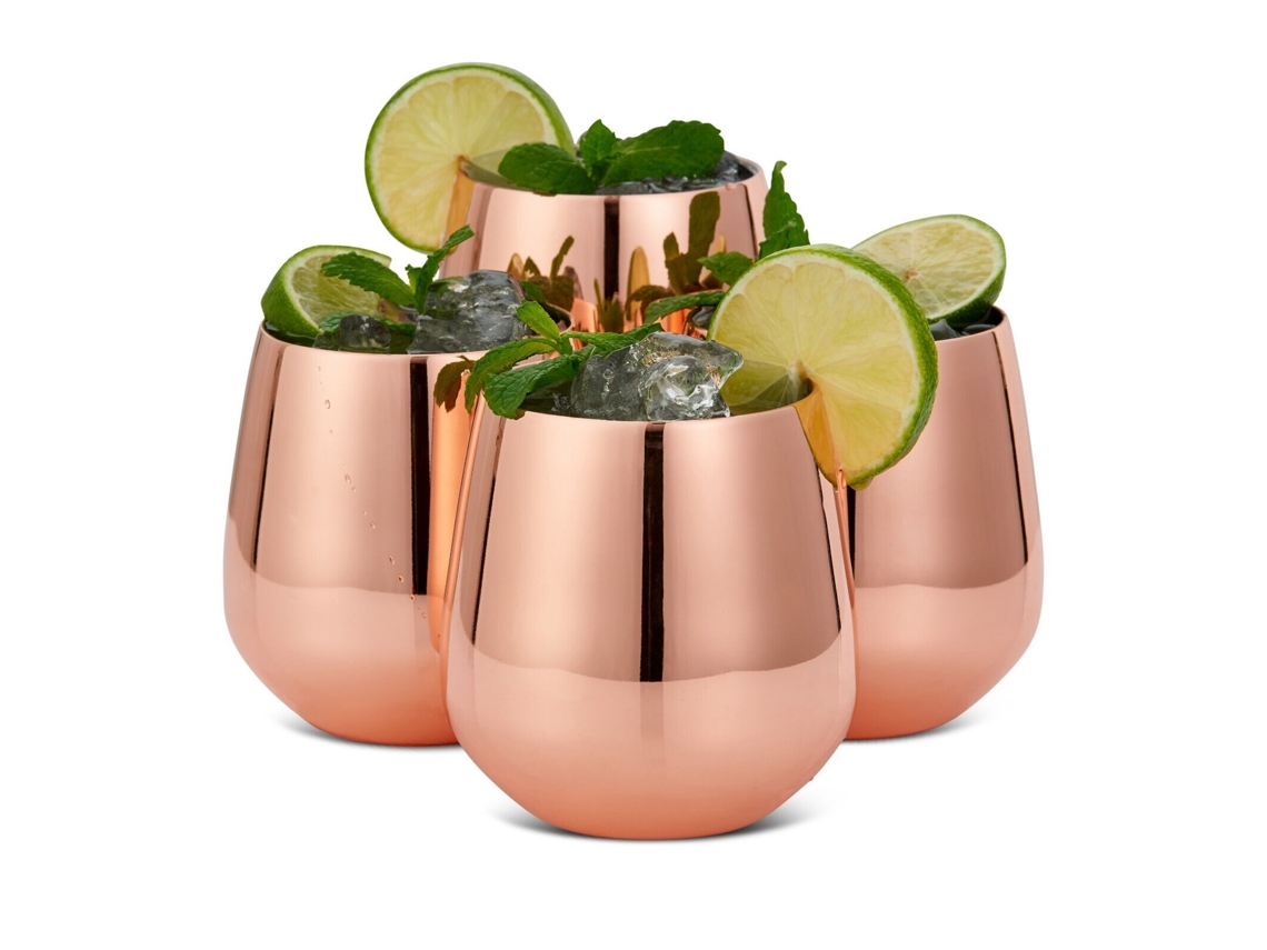 Taças de Vinho em Aço Inoxidável com Haste em Ouro Rosa e Inquebrável SUNNY SPACES (exceto Canudos)