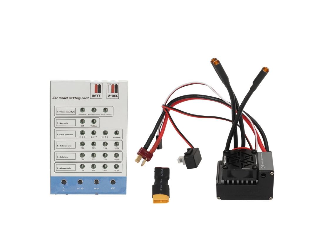 Mali controlador de Velocidade Eletrônico Brushless 60a À Prova D'água 2s 3s com Cartão de Programação para Carro Rc 1/10