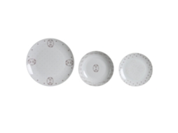 Conjunto de 18 Peças de Louça de Porcelana Rosa, 27x27x3cm ALEXANDRA HOUSE LIVING