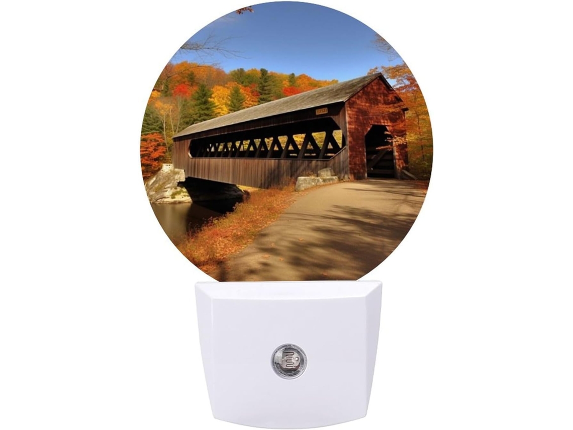 Luminária noturna com conector de parede, Ponte Albany com impressão em LED, sensor de LED, luz branca quente.