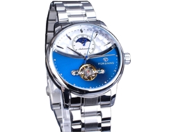 Lurelia Relógio Mecânico Masculino, Automático, Turbilhão, Fase Da Lua, 43 Mm, Aço Inoxidável, Resistente À Água