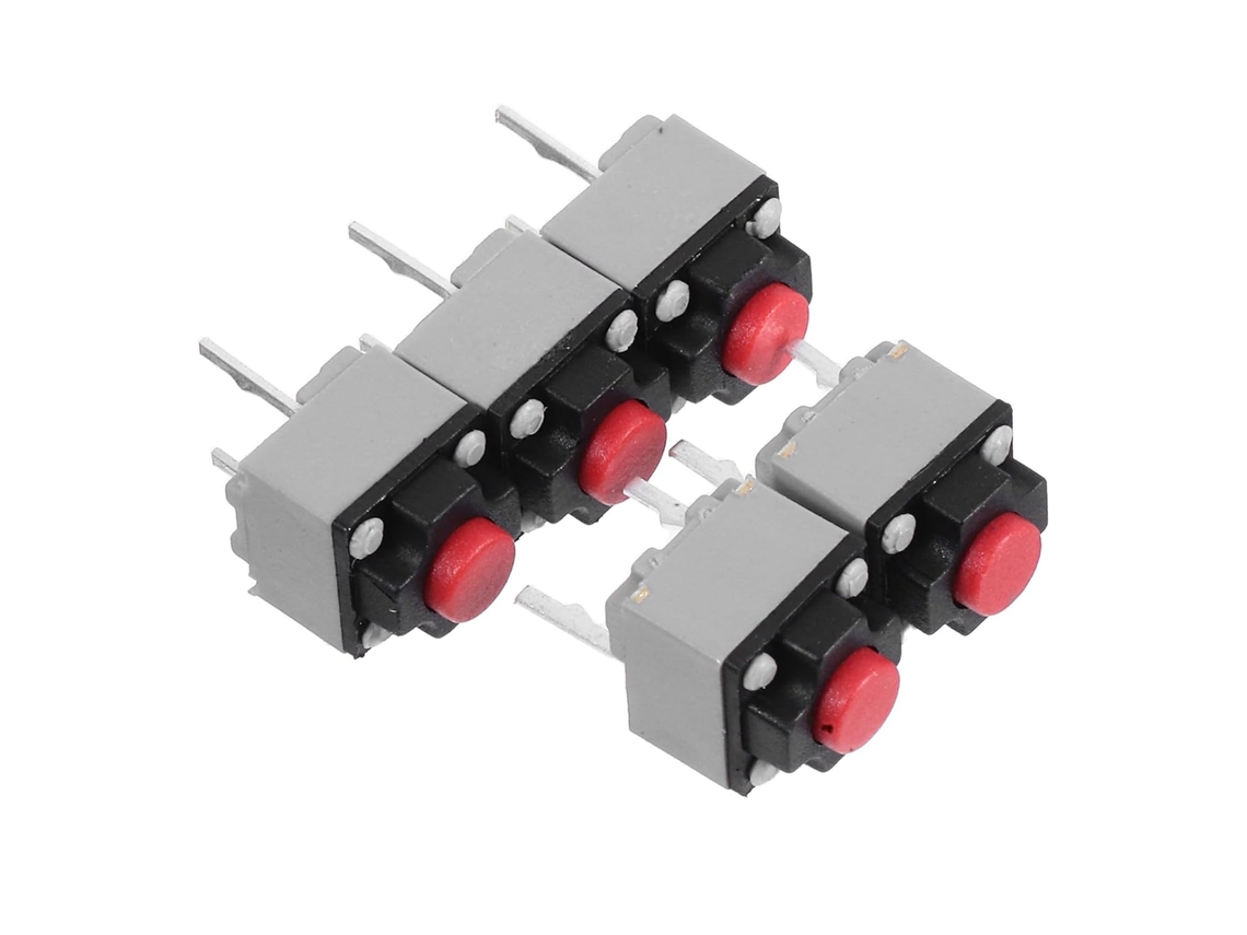 Pacote Com 5 Interruptores Industriais Silenciosos Ultrassensíveis De 6x6x7,3 Mm