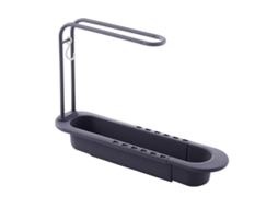 Rack De Pratos Expansível Ajustável Para Pia, Cinza, Com Bandeja Coletora E Barra Suspensa, Compatível Ikea