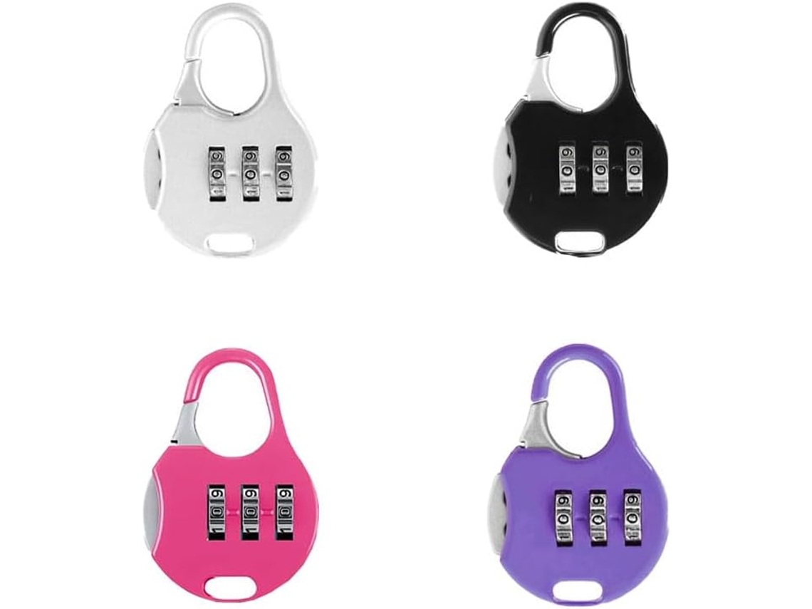 Conjunto De 4 Cadeados Combinação Três Dígitos Com Códigos Para
