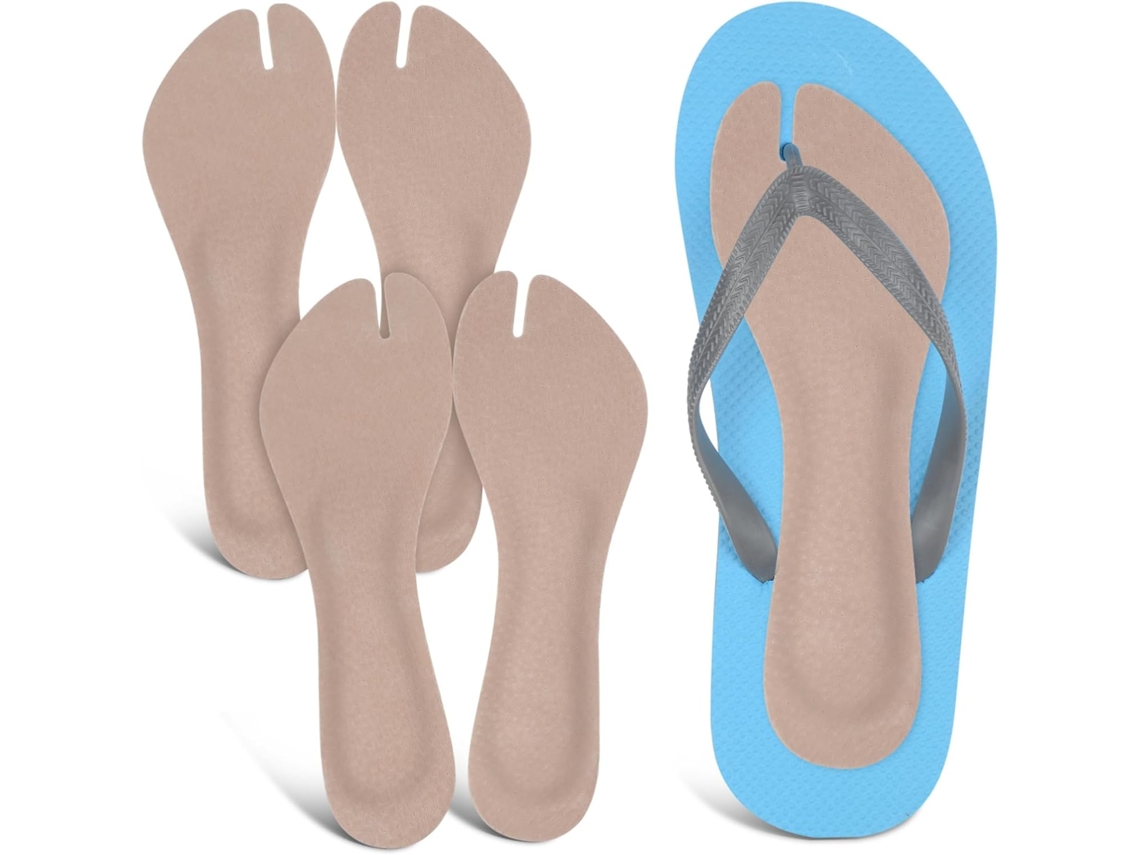 Packove 2 Pares De Palmilhas Acolchoadas Para Conforto E Suporte, Feitas De Couro Sintético, Design Discreto Bege Para