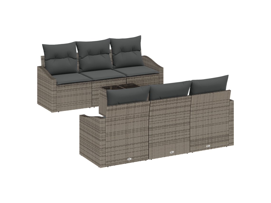 Conjunto 7 Conjunto De Sofá De Jardim Vidaxl Cinzento Vime Pe (55 X 55 X 37 Cm)